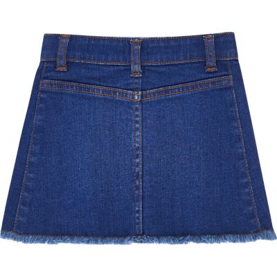 Mini girls blue button denim skirt